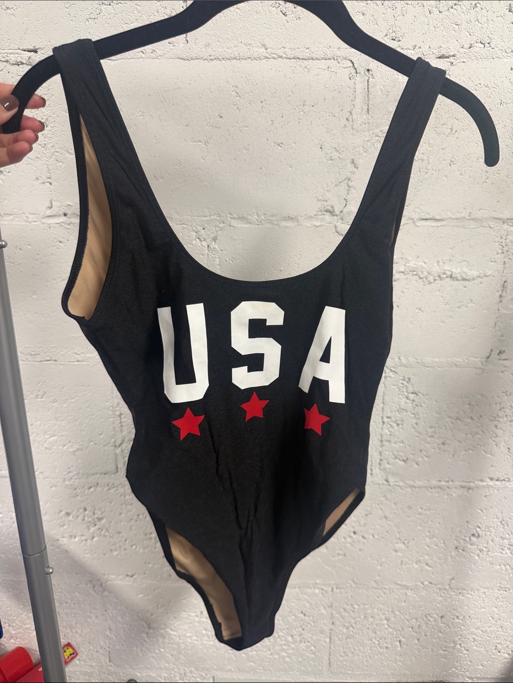 Black USA Graphic One-Piece Swimsuit Size XS Worn Once